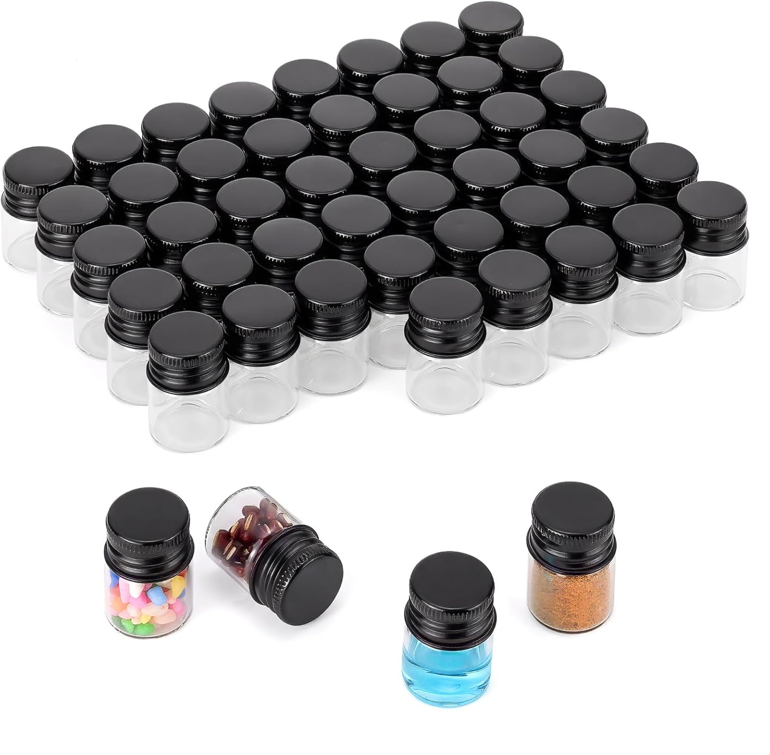 Kesell 49 Pack 5ml Clear Glass Bottles with Screw Aluminum