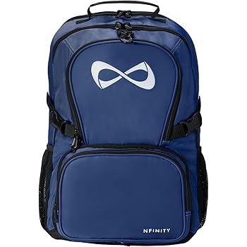 navy and white backpack