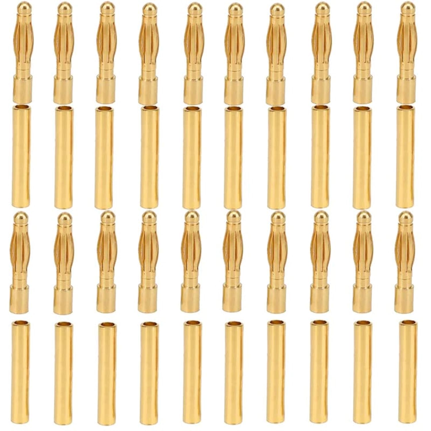 LINSYRC 20 Pairs Gold-Plated 2MM 2.0MM Banana Plug Bullet Male Female Connector Adapter for RC Lipo Battery ESC Motors (2.0MM)
