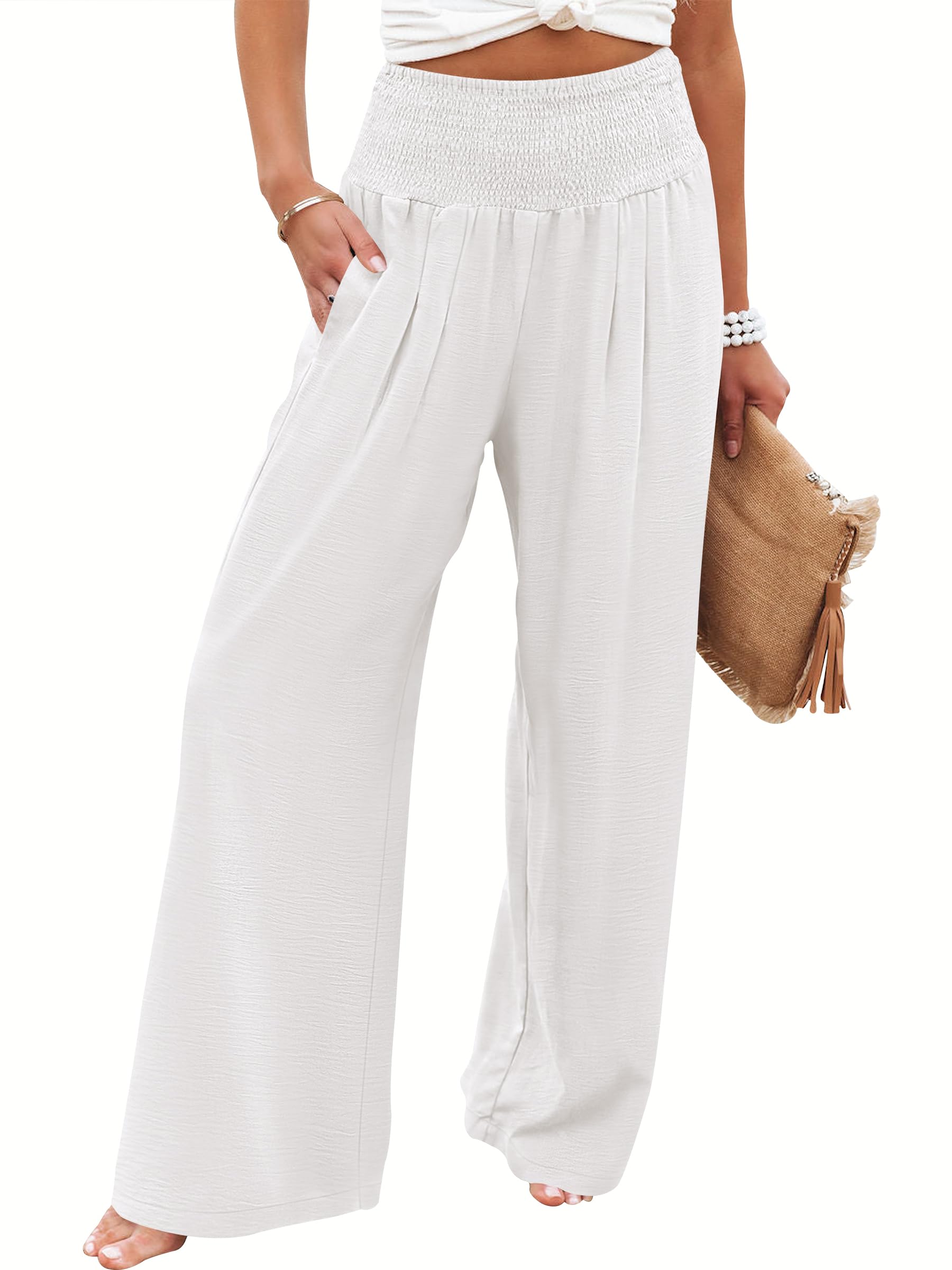 ANRABESS Women Wide Leg Summer Palazzo Pants with Pockets