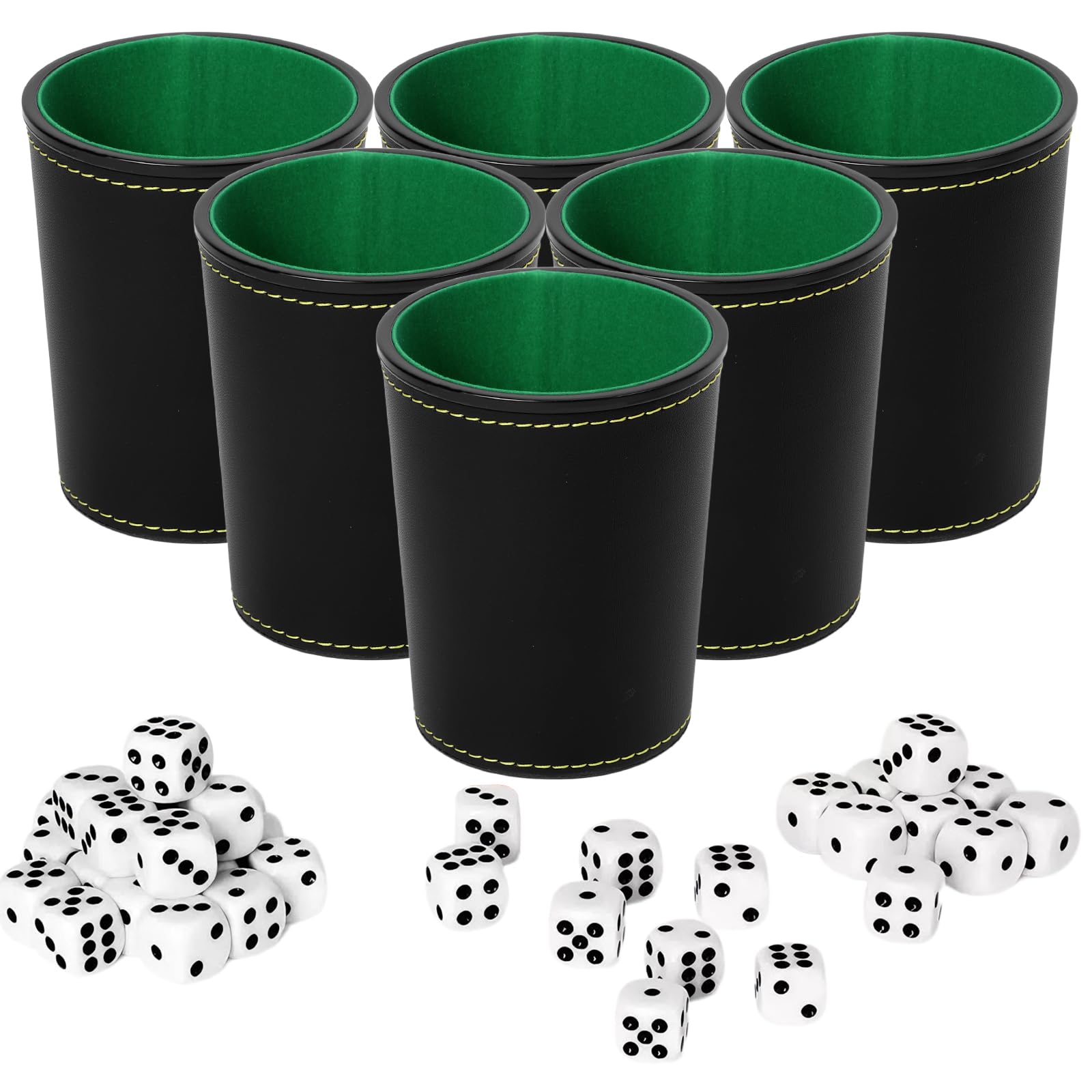 lot de 6 gobelets à dés en cuir
