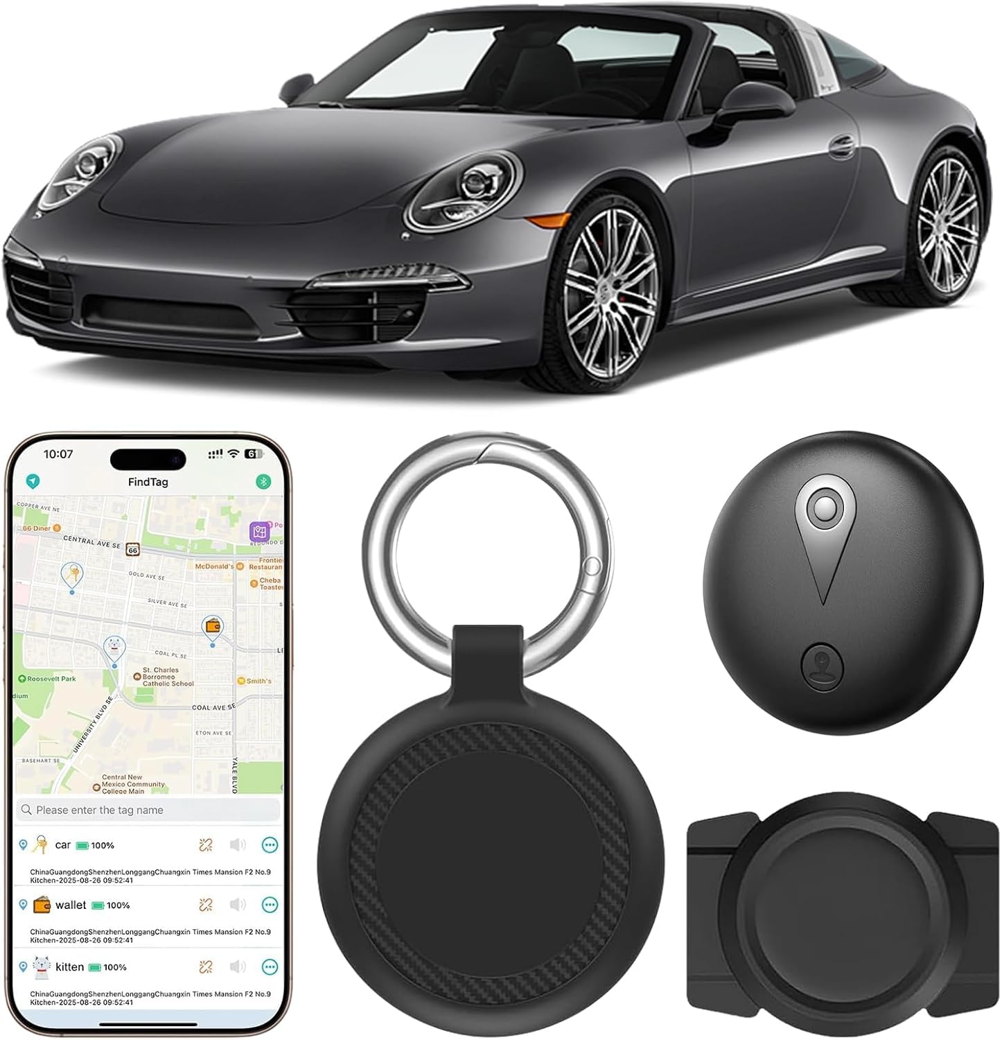 GPS Tracker Auto Ohne ABO - GPS-Tracker Auto für iOS ＆ Android, Smart Tag Magnet Finder Keine monatliche Gebühren, Vehicles Tracker mit Echtzeit-Standortbestimmung Keine ABO
