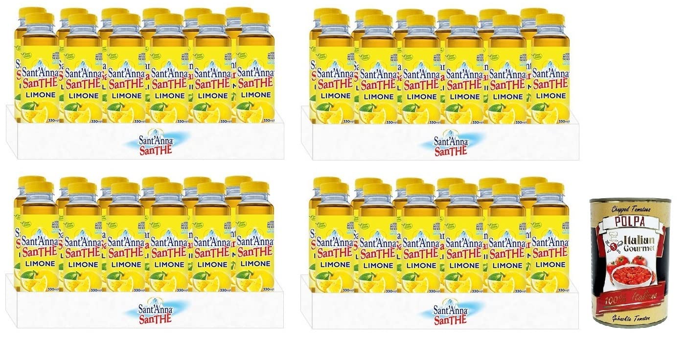 Italian Gourmet Tè freddo al Limone Santhè Eistee 48 x 330ml | Bevanda rinfrescante, glutenfrei; PET-Flasche für unterwegs und Pause, Gesamtnettogewicht 15,84 L + Kostenlos Polpa 400g