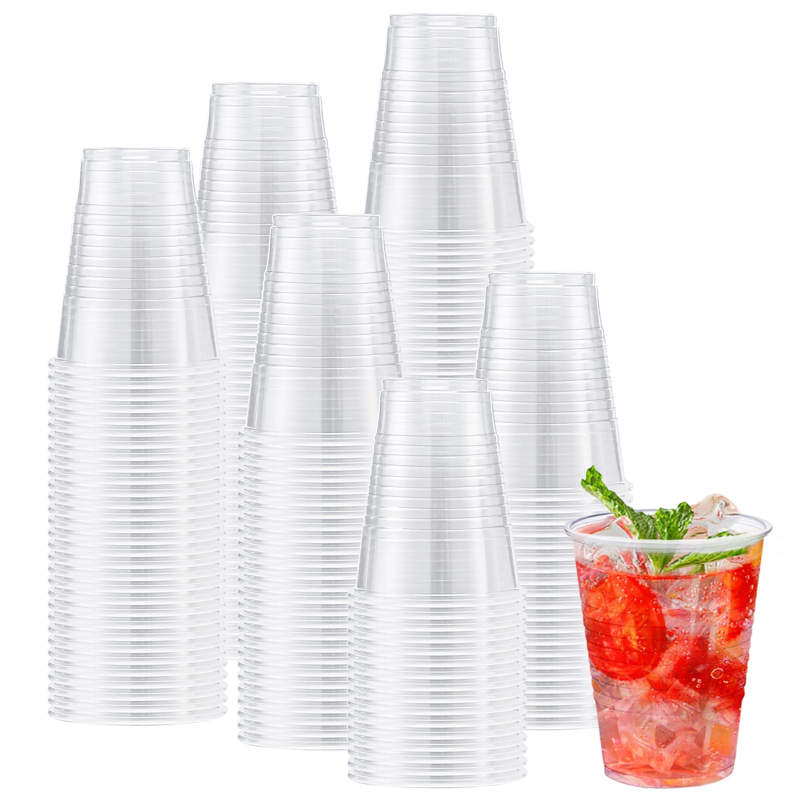 Lamosi 300 Count 7 oz Clear Plastic Cups, Disposable Plastic Drinking Cups, Cold Water Cups for Cocktail Party, Wedding, Travel