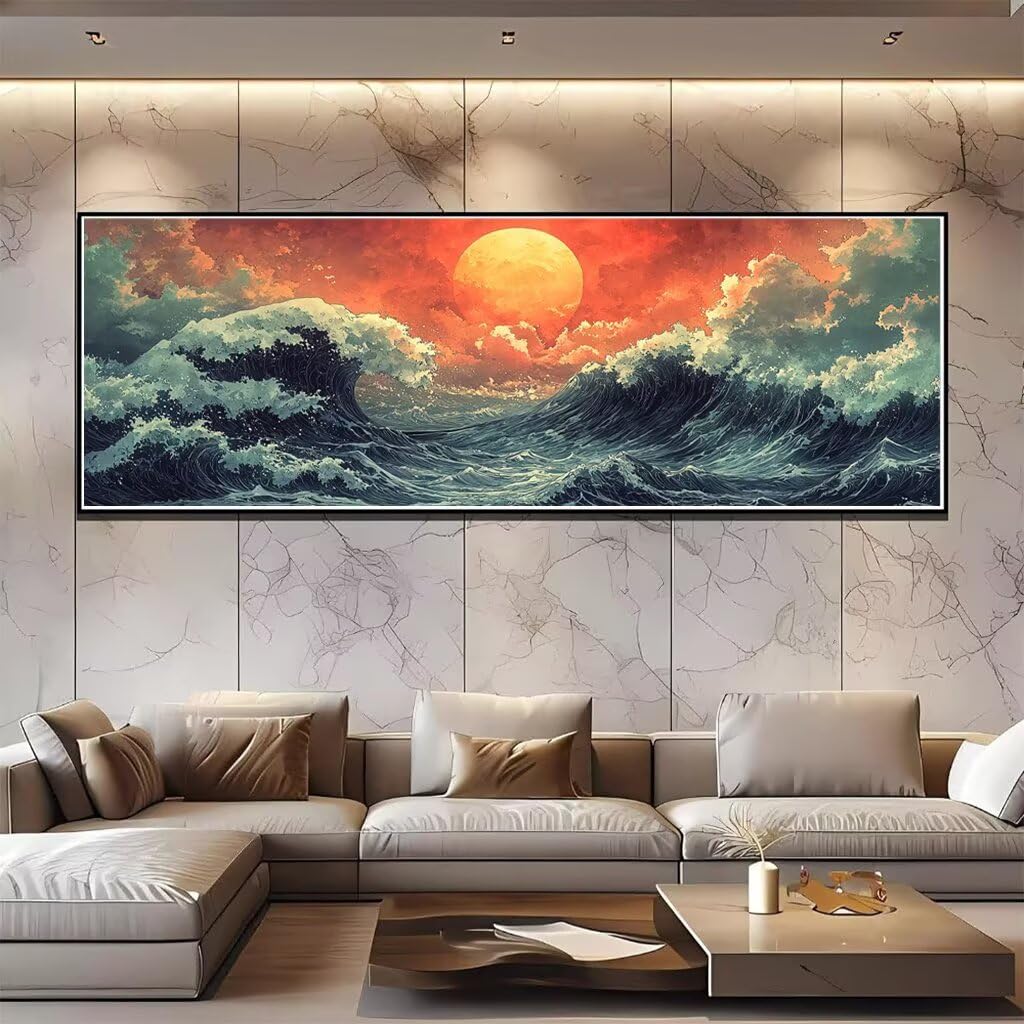 Sonne Diamond Painting Groß XXL 250x100cm, Basteln Erwachsene Diamond Painting Set, 5D DIY Meer Diamant Paintings Bilder Erwachsene, Diamond-painting Set mit Zubehör für Deko Wohnzimmer Geschenke B-93
