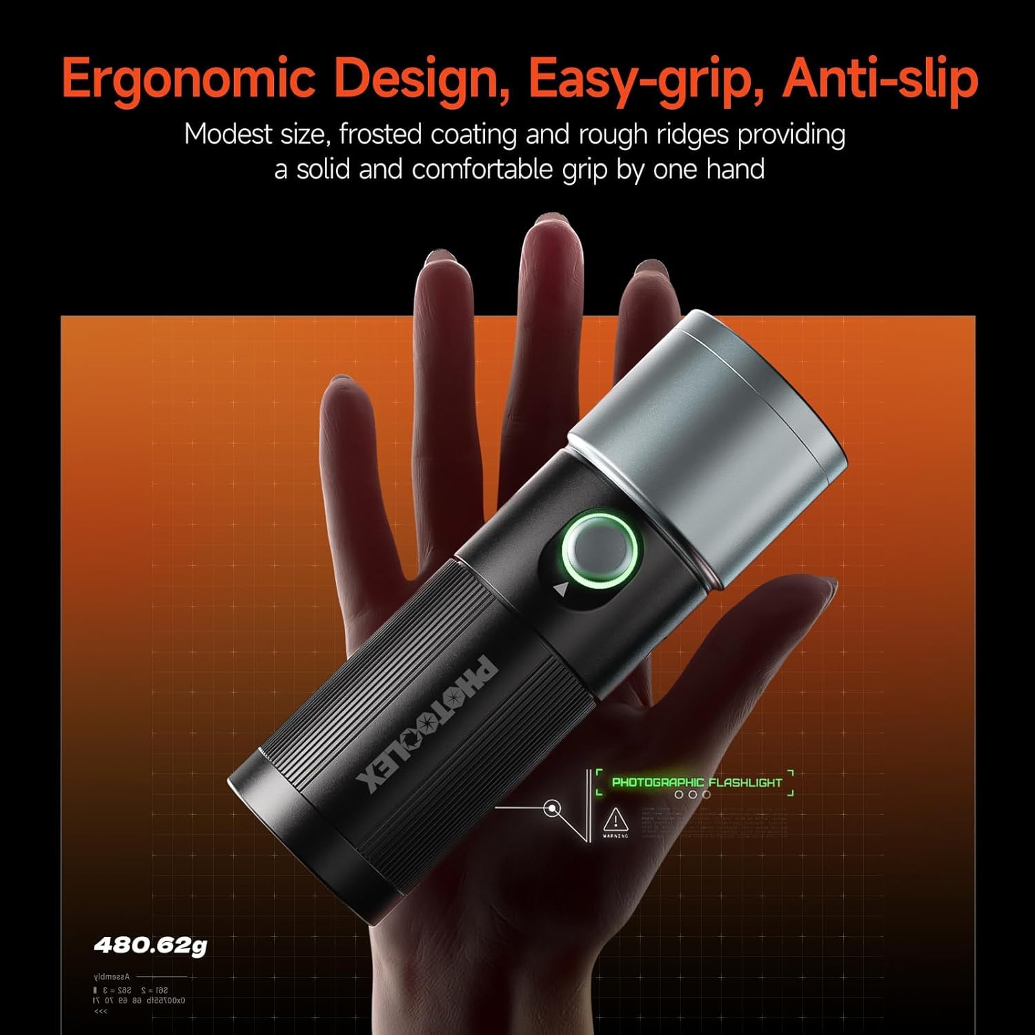 PHOTOOLEX Lampe Torche LED Portable 4 Couleurs pour Photographie, 8400mAh Lumière Ambiante à Motifs en Alliage d'Aluminium, Torche-Photo-Lampe Lumière-Photographe avec 20 GOBO Filtres