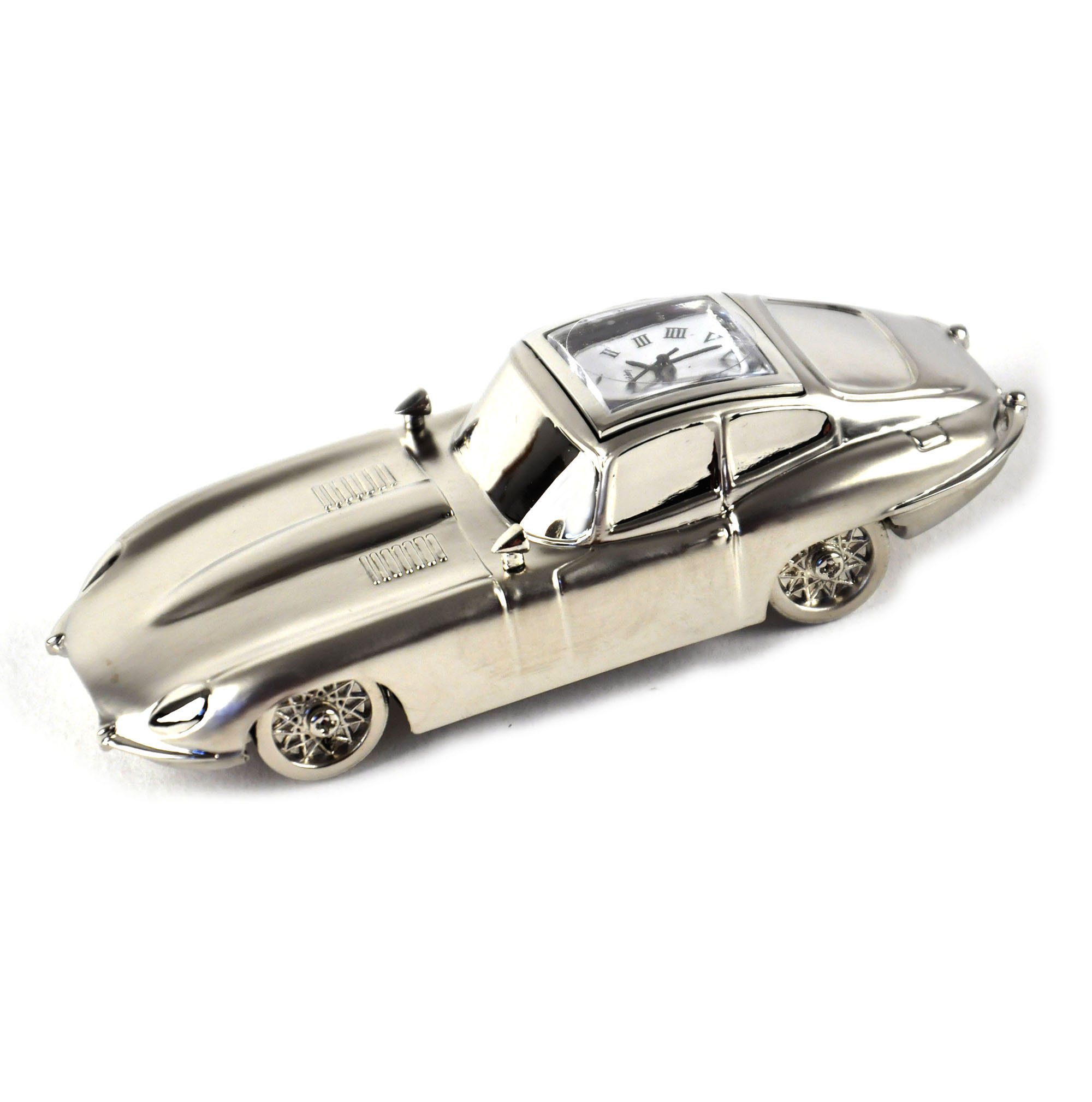 William Widdop Metal Miniature Clock - E Type Sports Car