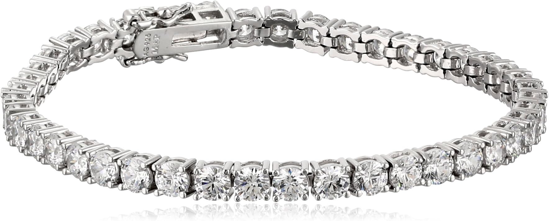 Sterling Silver Tennis Bracelet set with Round Cut Infinite Elements Cubic Zirconia, , (previously Amazon Collection)