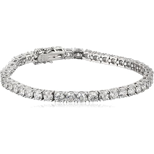 Amazon Essentials Sterling Silver Tennis Bracelet set with Round Cut Infinite Elements Cubic Zirconia, , (previously Amazon Collection)