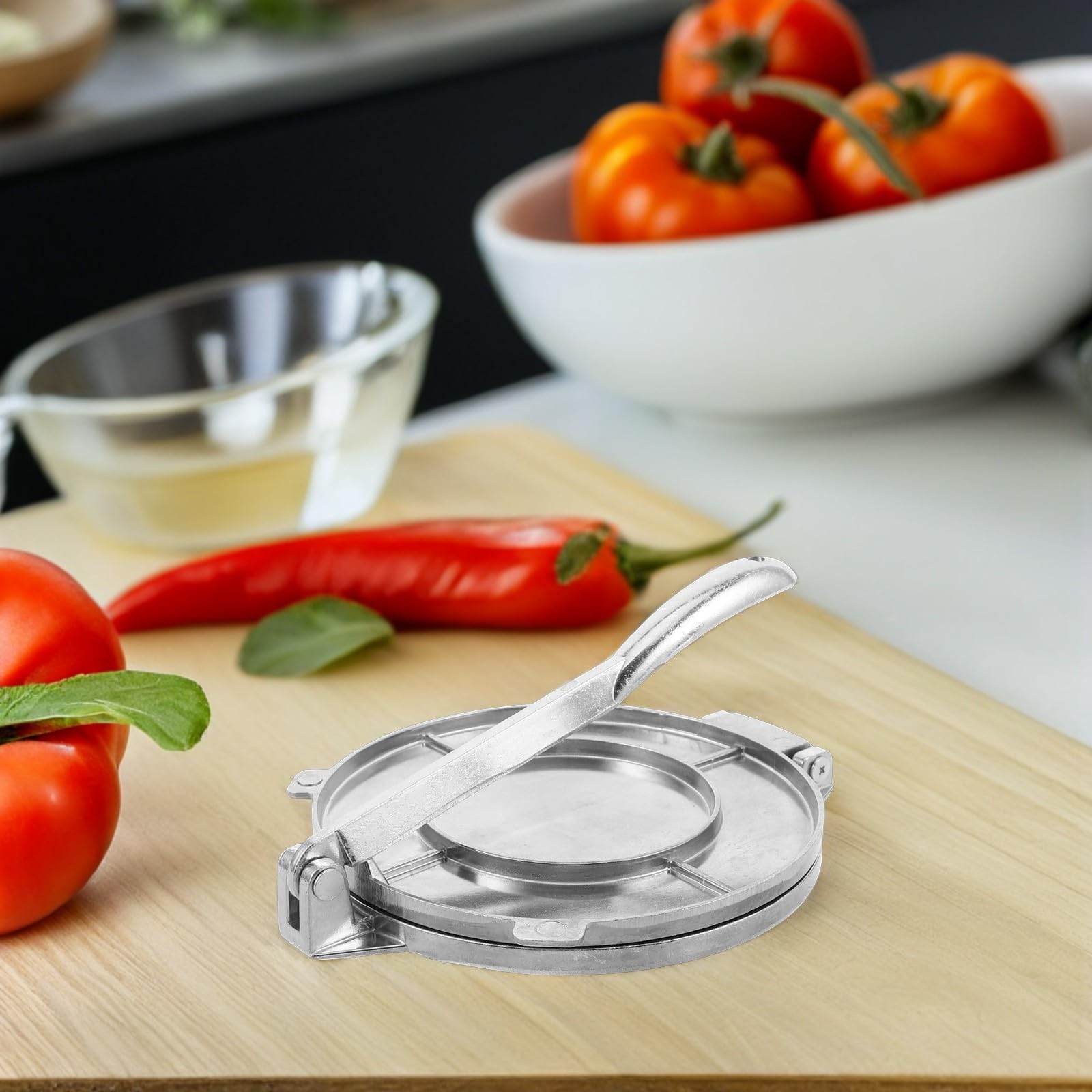 VALICLUD Prensa para Tortillas de Maíz Metálica Antideslizante 16 Cm Herramienta Manual para Hacer Masa de Empanadas y Dumplings, Molde Resistente para Cocina Casera y Tortillería Mexicana