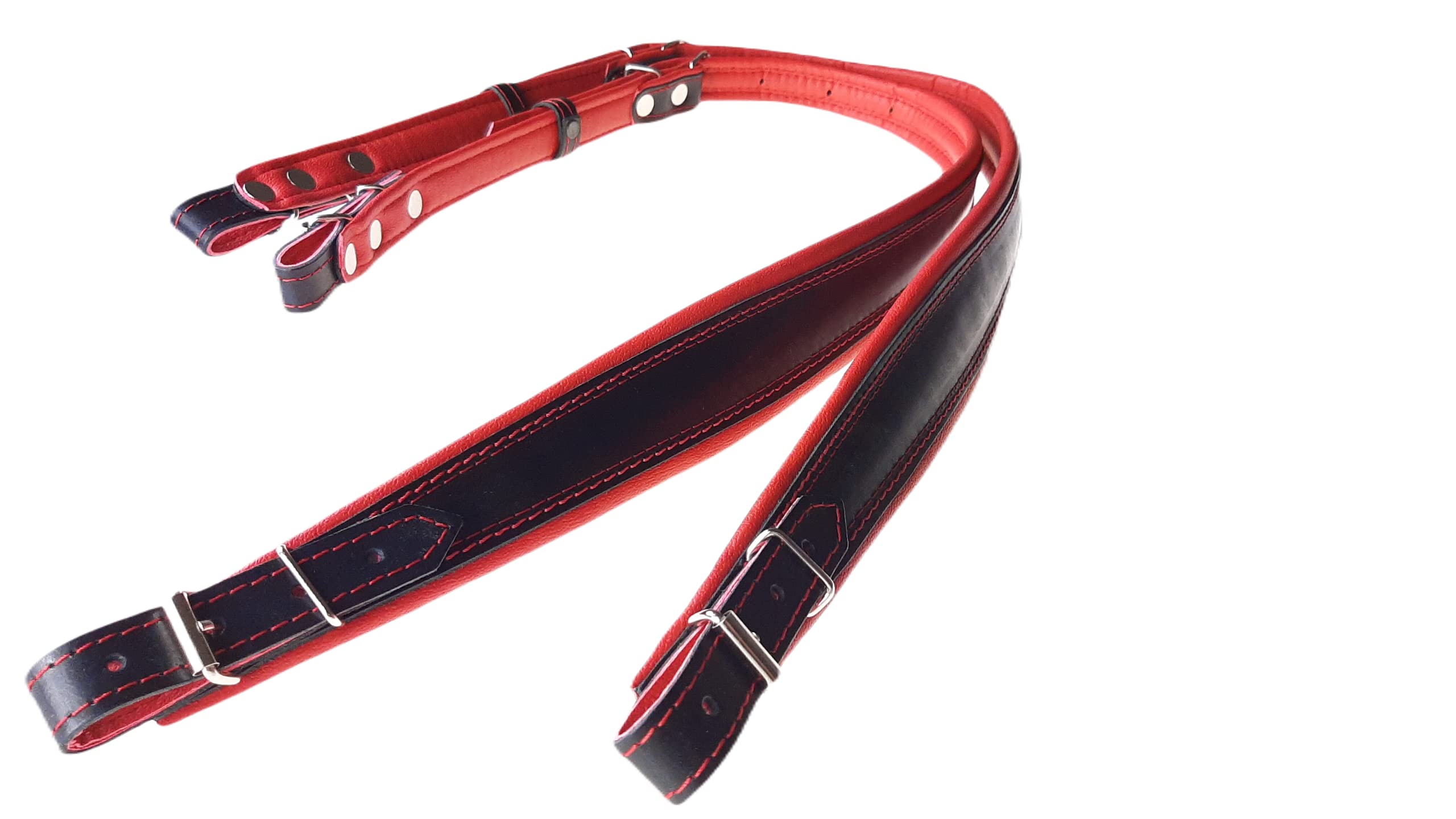 Correas de acordeón cuero 60-120 bajo negro/rojo, rojo