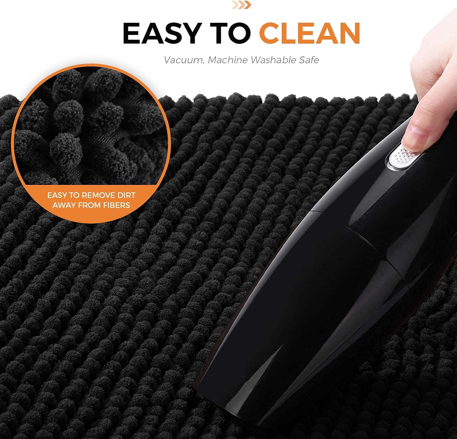 DELXO Kitchen Mat Kitchen Rug Set [2 PCS] - Perfect for Kitchen, Bathroom, Living Room, Soft, Absorbent Microfiber Material, Non-Slip, Easy Clean Machine Washable Floor Runner - 20"X30"+20"X60", Black