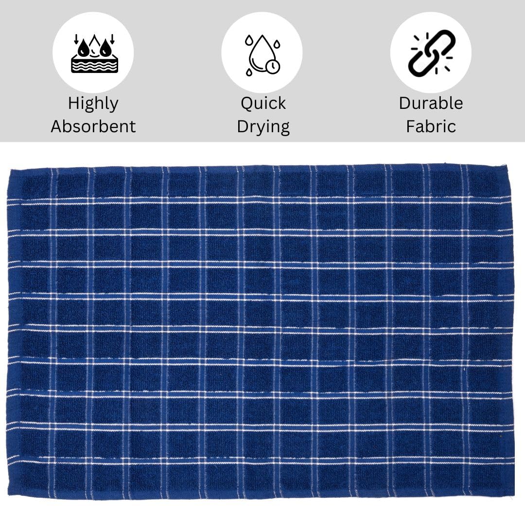 TEXSTYLE Kitchen Multipurpose 100% Cotton, Kitchen Cleaning & Quick Drying of Plates & Glasses, High Absorbency Dish Cloths Kitchen Towel, 40x60 cm, 380 GSM Kitchen Towel Pack of 4 Blue 2