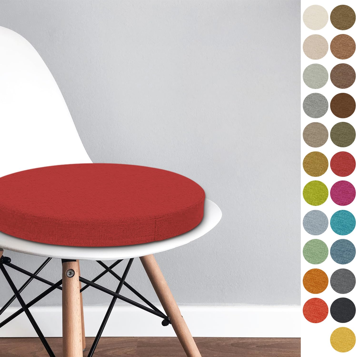 Round Chair Pad 50x50x8 CM Bistro Circular Chair Cushion Garden Kitchen Dining Chair Seat Cushion Memory Foam Chair Seat Pad,Color#22 red — image 1