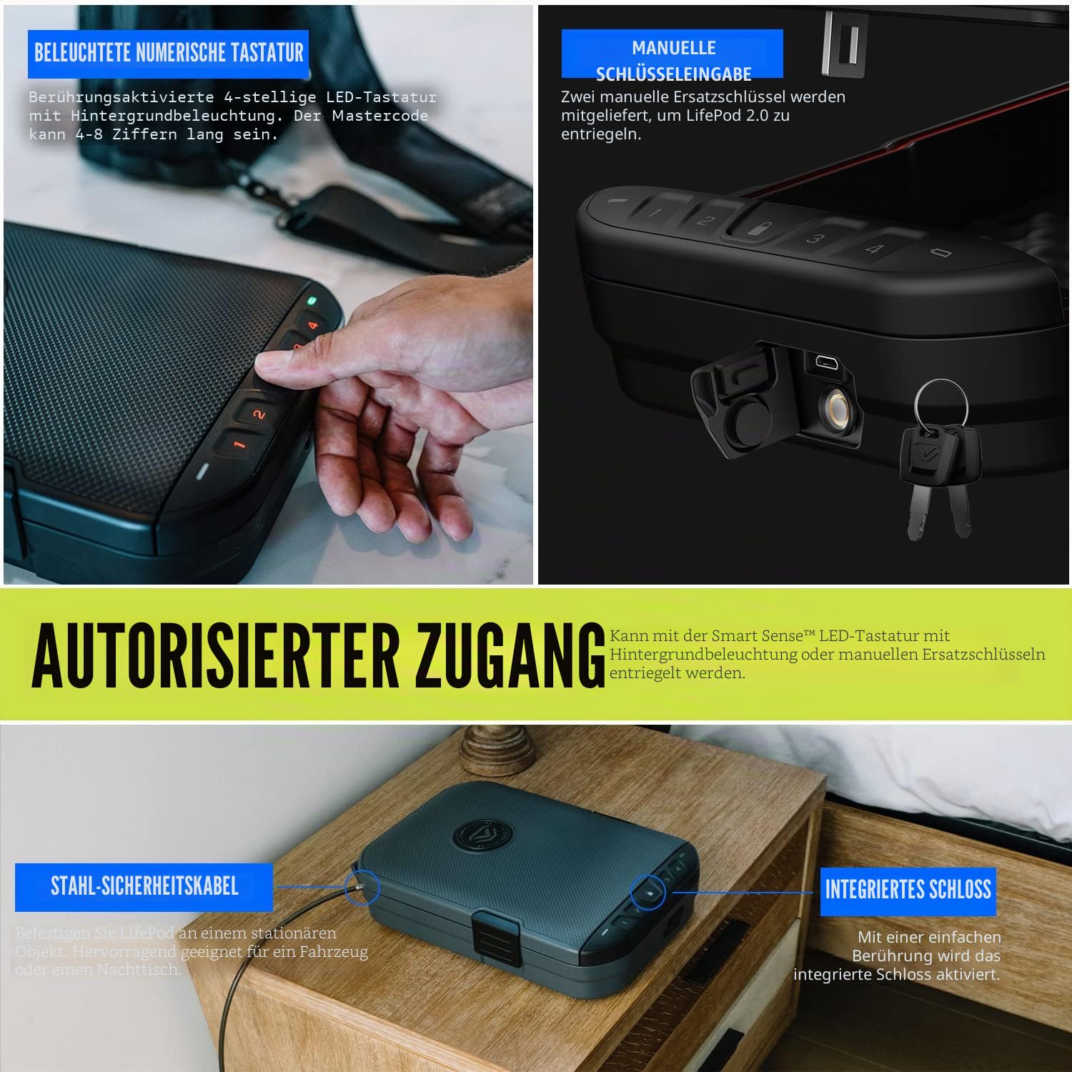 VAULTEK LifePod 2.0 + SlingBag Bundle Sichere wasserdichte robuste Schlossbox mit mitgeliefertem SlingBag Ultimate Travel System (Covert Black LifePod 2.0 + SlingBag)