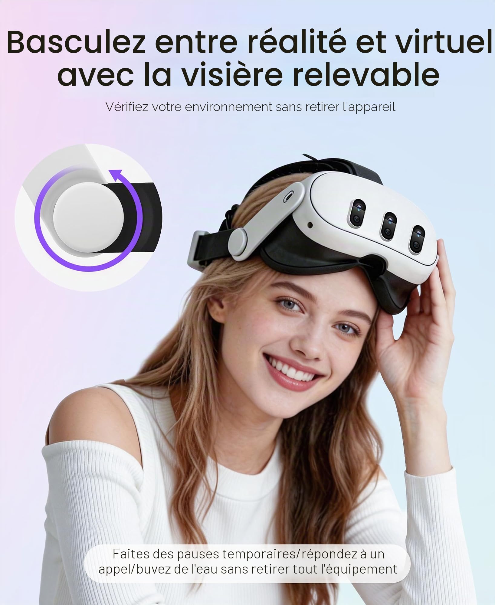 Sangle de Tête de Rechange avec Batterie Intégrée 8000mAh pour Meta Quest 2 / Quest 3 / Quest 3S – Confort Optimal, Ajustement Précis par Molette, Accessoire de Gaming