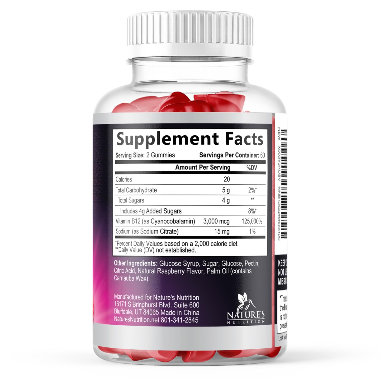 Vitamin B12 Gummies 3000 mcg - 3X Strength Energy Gummies with Vitamin B12 - Metabolism & Immune Support - Vegan Energy B12 Gummy Supplement for Adults - Tasty Raspberry Flavor - 120 Gummy Vitamins — Amazon image 9