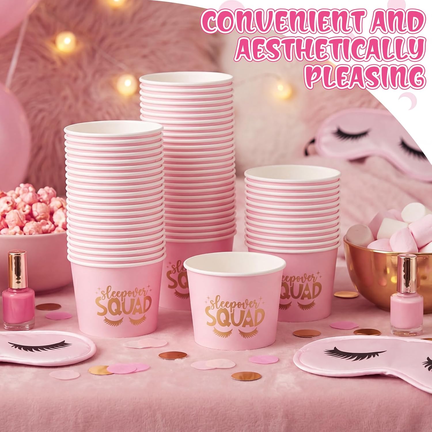 Domensi 24 Sleepover Squad Popcorn Box Pajama Party Snack Box,Light Pink