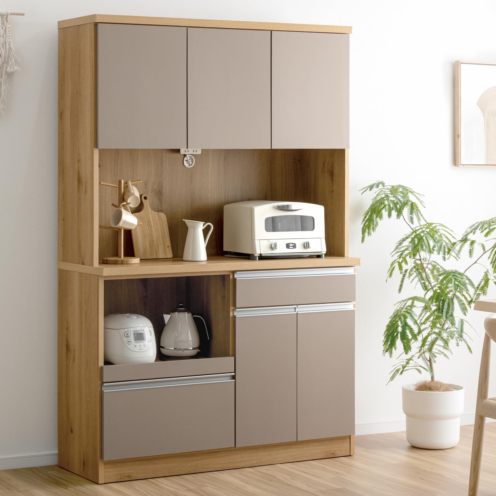 Amazon｜タンスのゲン キッチンボード 国産 幅120 大川家具 完成品