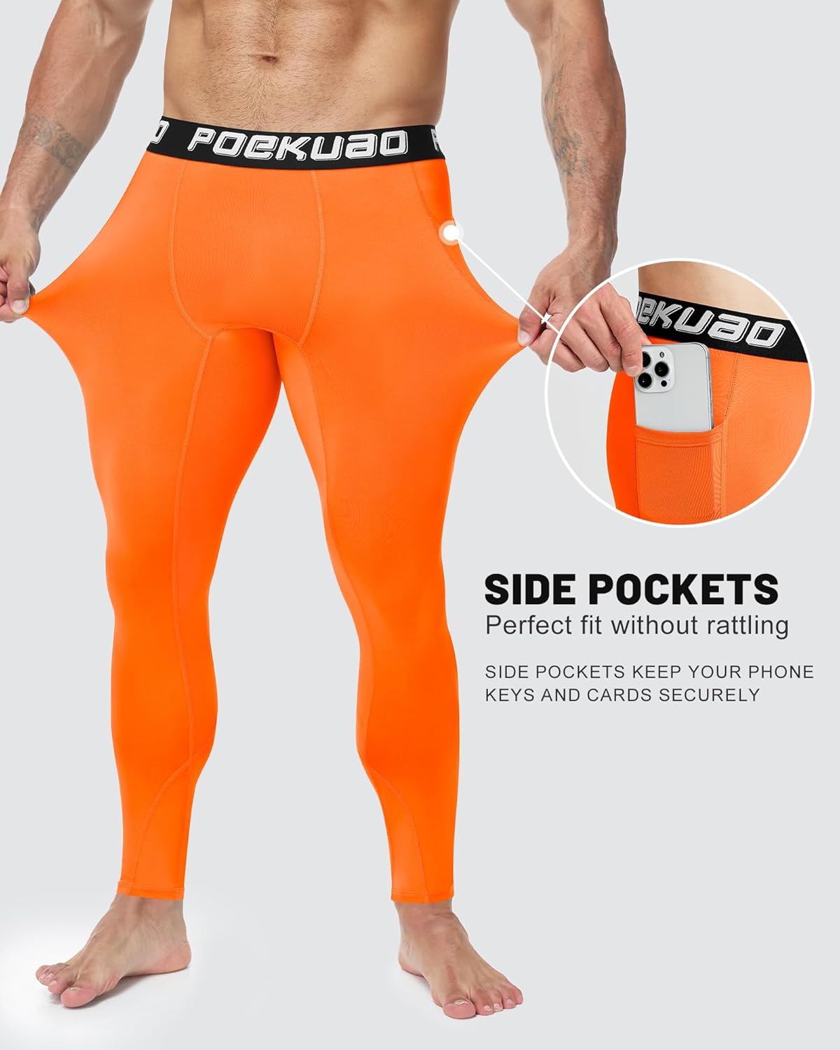 Compression Pants for Men with Pockets Running Leggings Workout Tights Base Layer for Athletic Gym Basketball