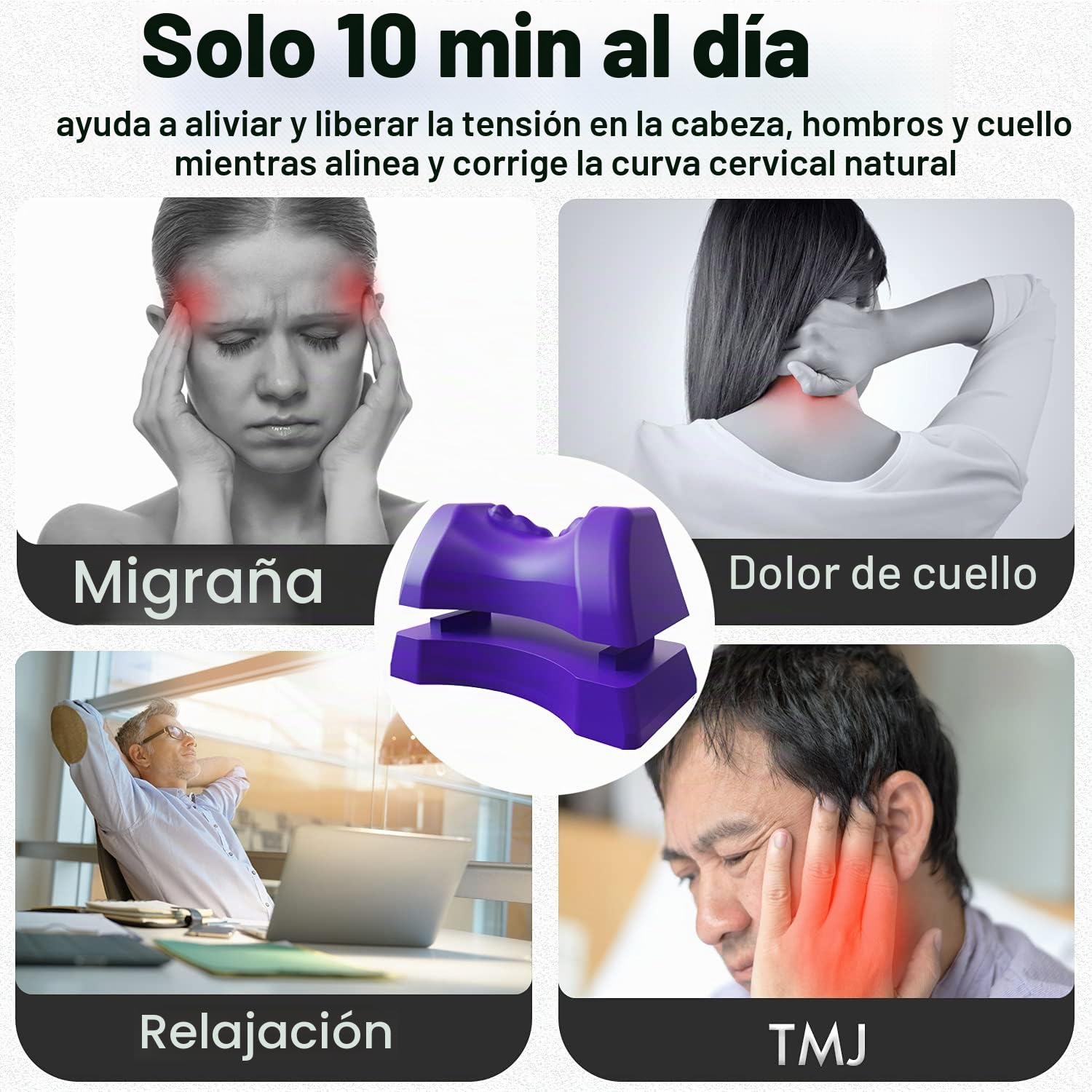 Herramienta de liberación occipital 2.0 - Tracción cervical para dolor de cuello y hombros, dispositivo giratorio de alineación quiropráctica para terapia de puntos gatillo, dolores de cabeza, migraña