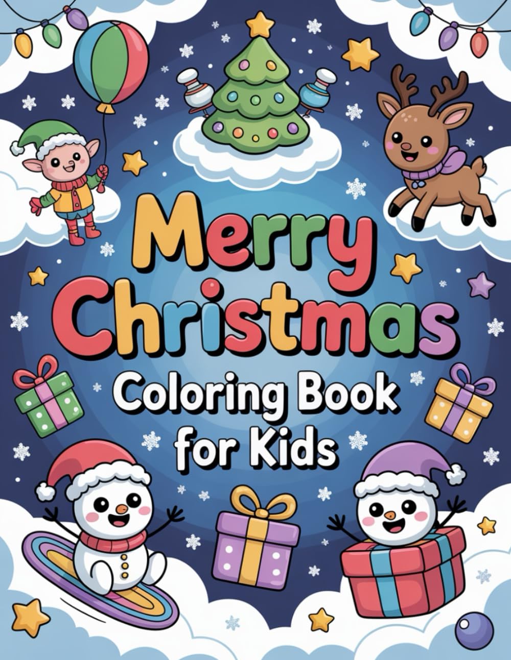 Merry Christmas coloring book for kids.: Bold and easy coloring pages