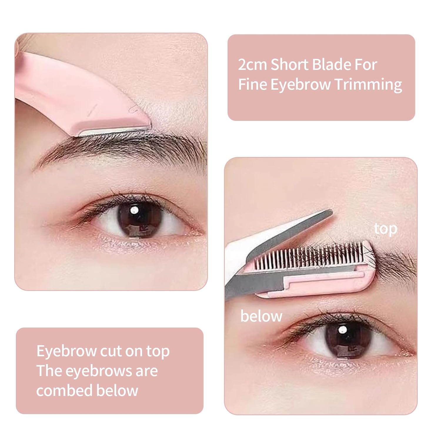 2PCS Eyebrow Trimmer Set Stainless Steel Eyebrow Razor Eyebrow Scissors With Comb, Beauty Tool for Beginners Suitable, Hair Removal Beauty Accessories for Men Women