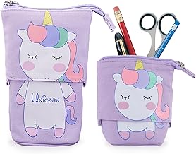 Hillylolly Trousse à Crayons Debout, étui à Crayons Rétractable, Chat Crayon, Stand up Pencil Case, Toile Crayon pour Papeterie, la Papeterie (Licorne)