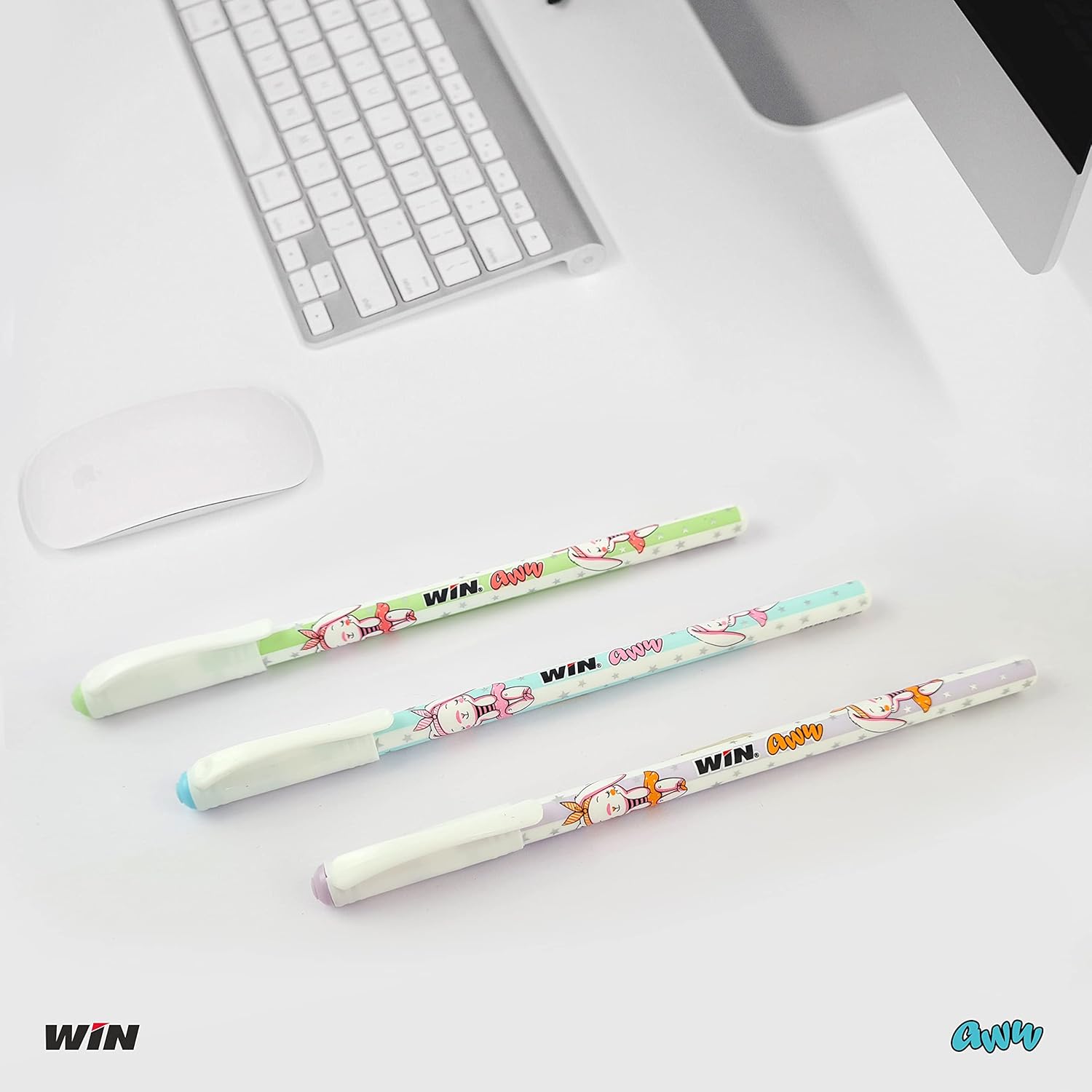 WIN Aww Ball Pens Set | 100 Blue Pens Jar | Gifts for Stylish Girls & Women | Pens for Writing | 0.7 mm Tip Ball Pens Pack | Smooth Writing Pastel Pens | Stationery Set for Student