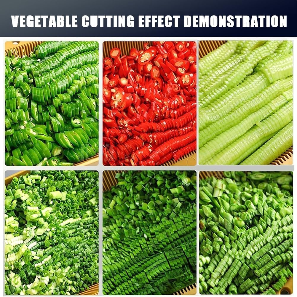 Commercial Vegetable Cutter, Hand-Cranked Vegetable Cutting, with Stainless Steel Blades, 3mm Fine Shreds, Leeks/Coriander/Garlic/Onions, for Home and Restaurant