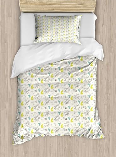Lunarable Mid Century Modern Duvet Cover Set, Abstract Strange Designs of Shapes, Decorative 2 Piece Bedding Set with 1 Pillow Sham, Twin Size, Lunarable Mid Century Modern Duvet Cover Set, Abstract Strange Designs of Shapes, Decorative 2 Piece Bedding Set with 1 Pillow Sham, Twin Size,