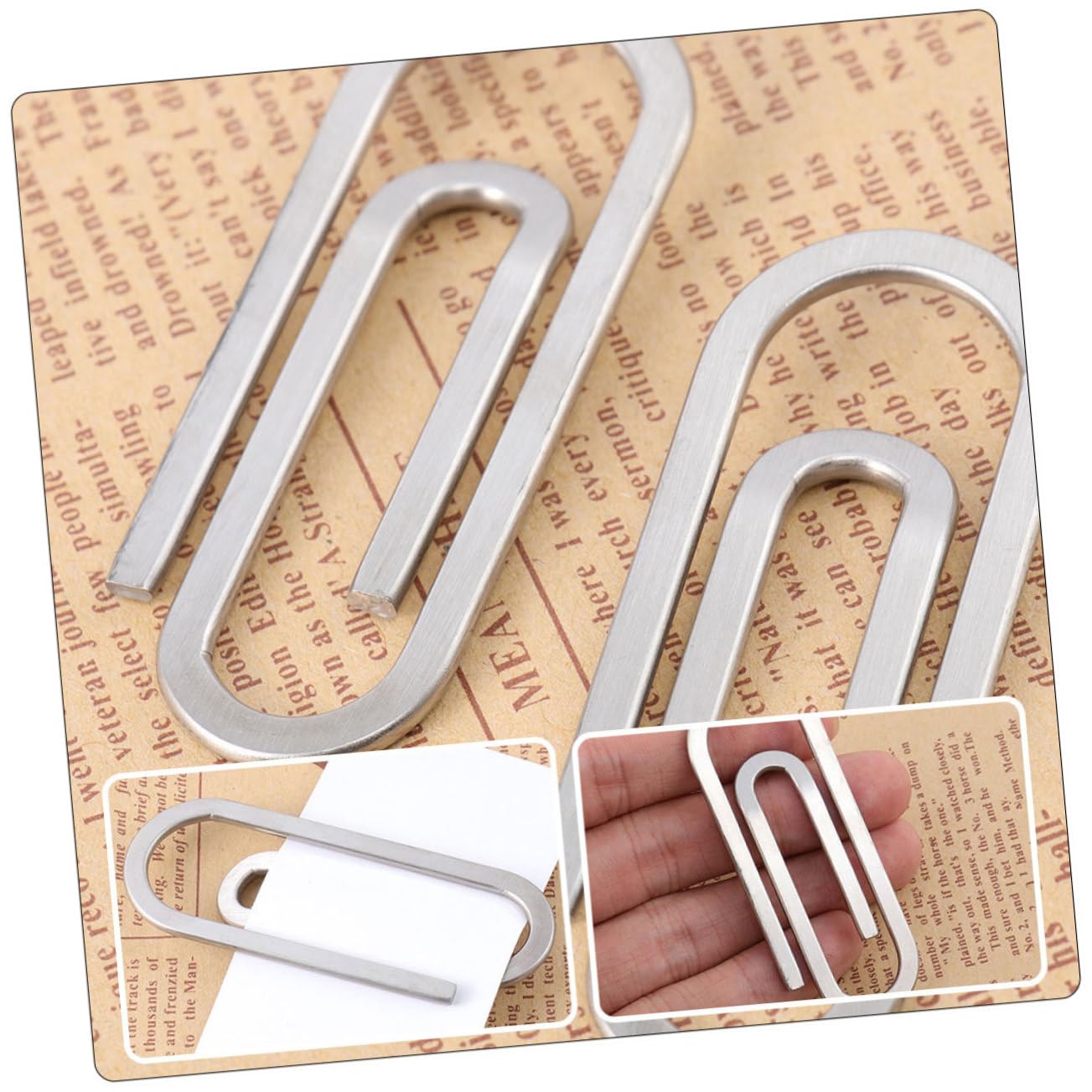 Uonlytech 4 Ensembles Portefeuille Trombones Déposer Le Bureau Papier Clips Coloré Agrafe Petit Trombone De Bureau Pince À Billets Pinces À Billets Acier Inoxydable 3 Pièces * 4
