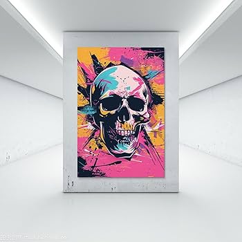Amazon.com: Vendhui Skull Graffiti Canvas Poster Pink Street
