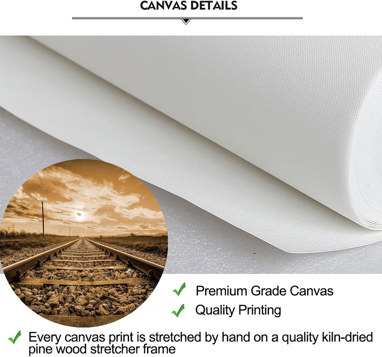 iKNOW FOTO 5 Panel Large Canvas Wall Art Vintage Sepia Railroad Track Giclee Prints Picture for Modern Decor for Living Room, Bedroom, Office 60"x32" - Image 6