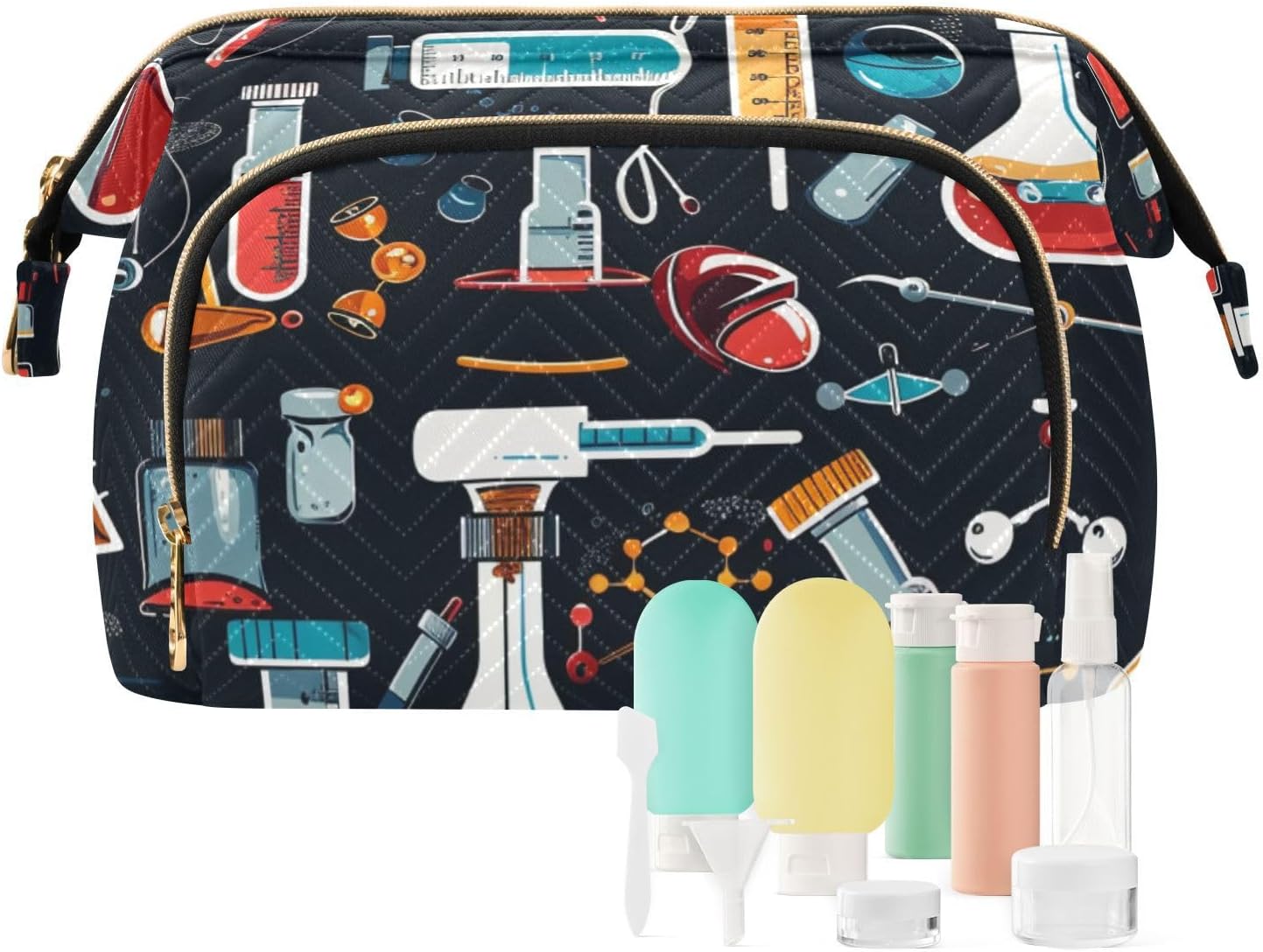 Science Experiment Instruments Makeup Bag for Women Large Capacity Cosmetic Bags Travel Toiletry Organizer
