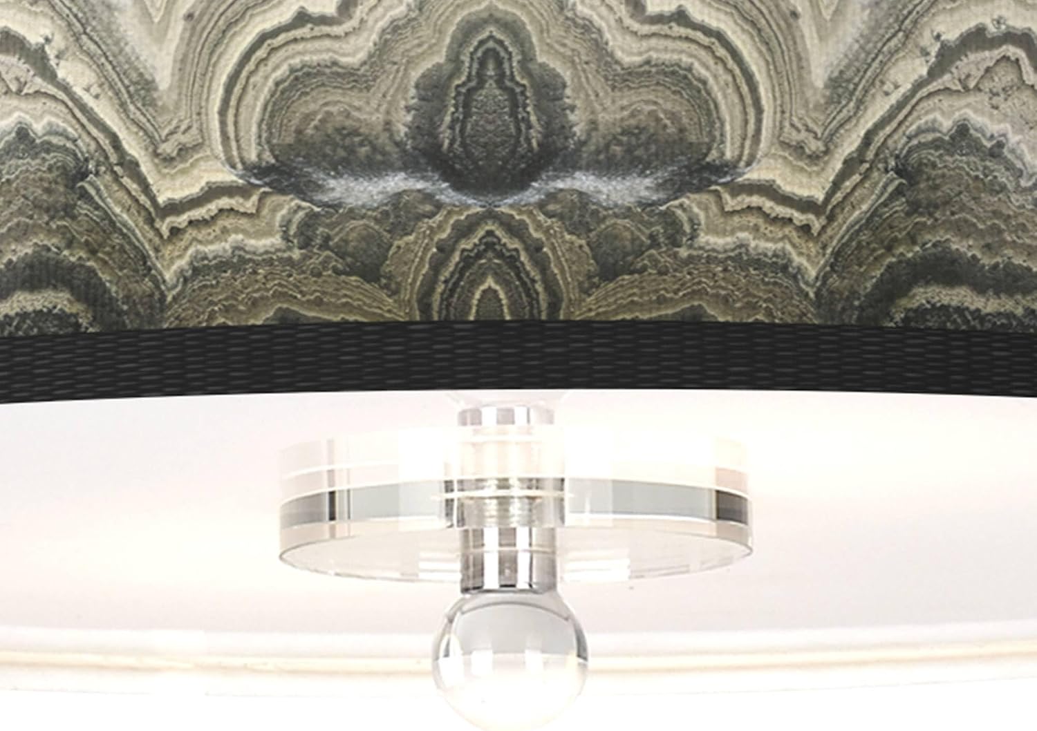 Giclee Glow Sprouting Marble Giclee 16" Wide Semi-Flush Ceiling Light with Print Shade