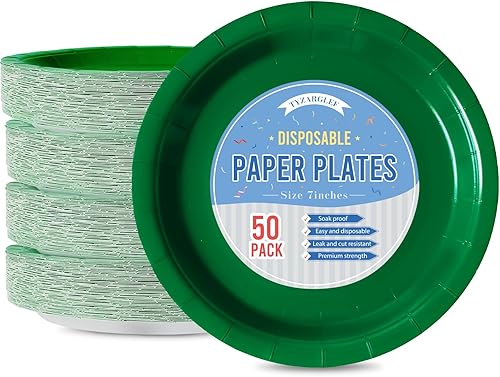 Miniatura 43 de Platos de papel desechables rojos, 50 platos llanos de 9 pulgadas a granel para suministros de fiesta, platos de fiesta de colores y resistentes