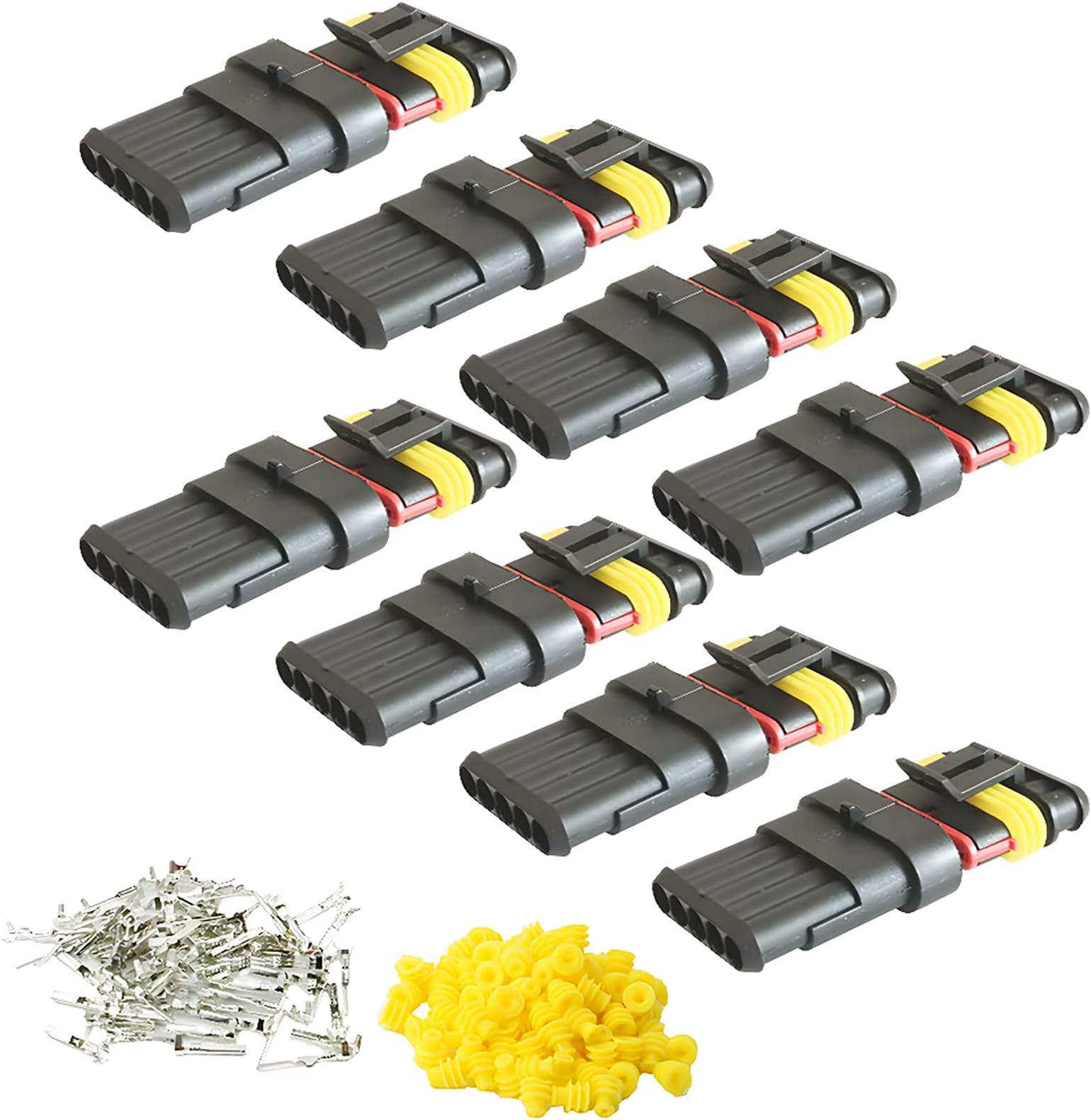 CESFONJER Car Wire Connector | Waterproof Electrical Terminal | Plug for Auto Motorcycle Scooter Truck Marine Plug Socket Kit | 5 Pin × 8 Kit