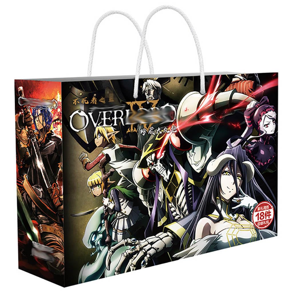 18 Over Lords Lucky Bag Decor | Anime Figure Acrylic Stand, Stickers, Cards, Bracelet, Curriculum, Poster, Badges, Bookmark | Over Lords Merch Box Set