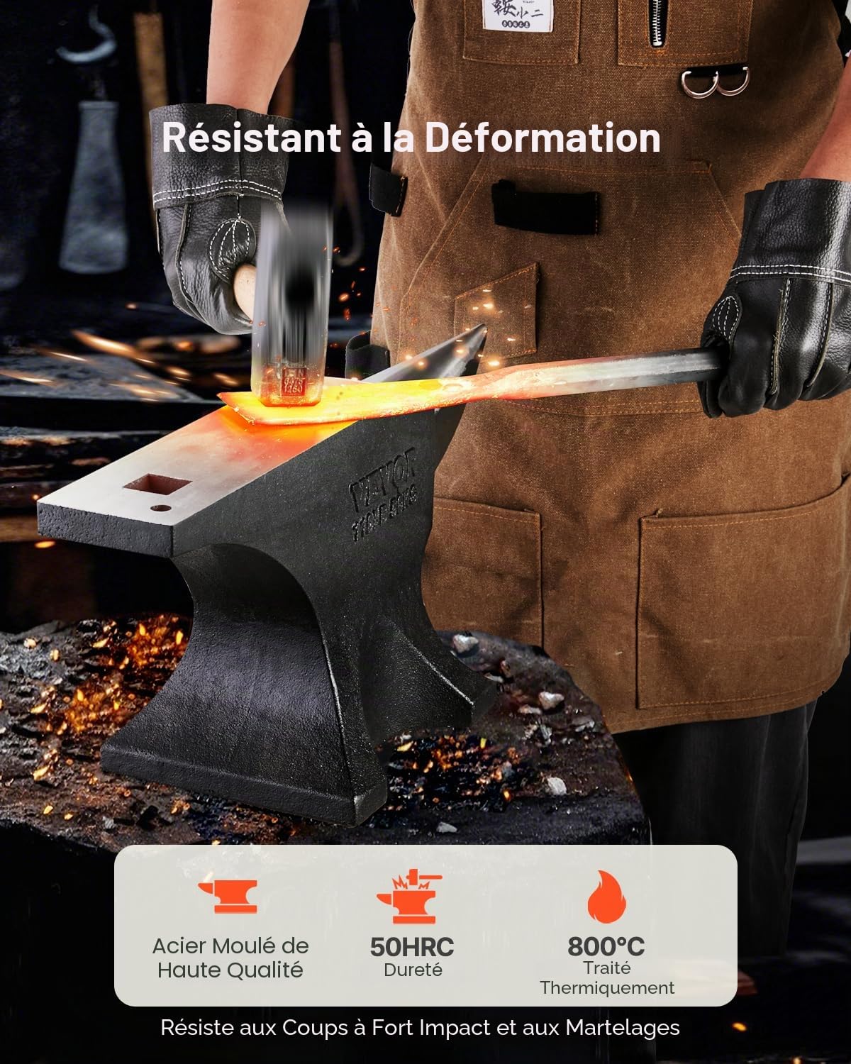 VEVOR Enclume de Forgeron en Acier Moulé 52,8 kg, Enclume à Corne Simple Ronde, Haute Dureté, Grand Plan de Travail, Base Stable, Outil de Travail du Métal pour Pliage, Façonnage, Torsion, Bijoutiers