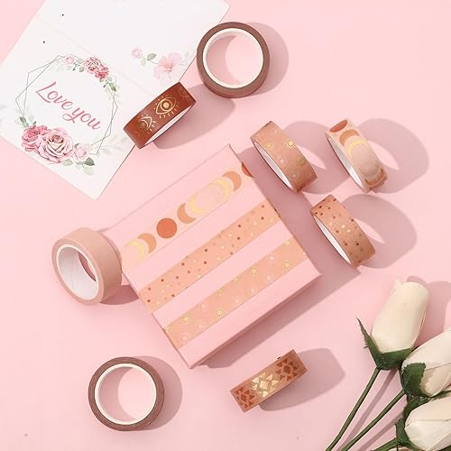Miniatura 6 de Henoyso Juego de 16 rollos de cinta washi en colores pastel, 0.591 in de ancho, 23.0 ft de largo, cinta adhesiva bonita a granel para artes,