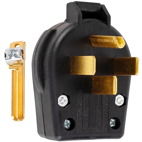 BlueStars NEMA 14-30P y 14-50P Enchufe de ángulo de hoja recta intercambiable, 30/50A 125/250V 3 polos 4 cables utilizados para rangos de secadores