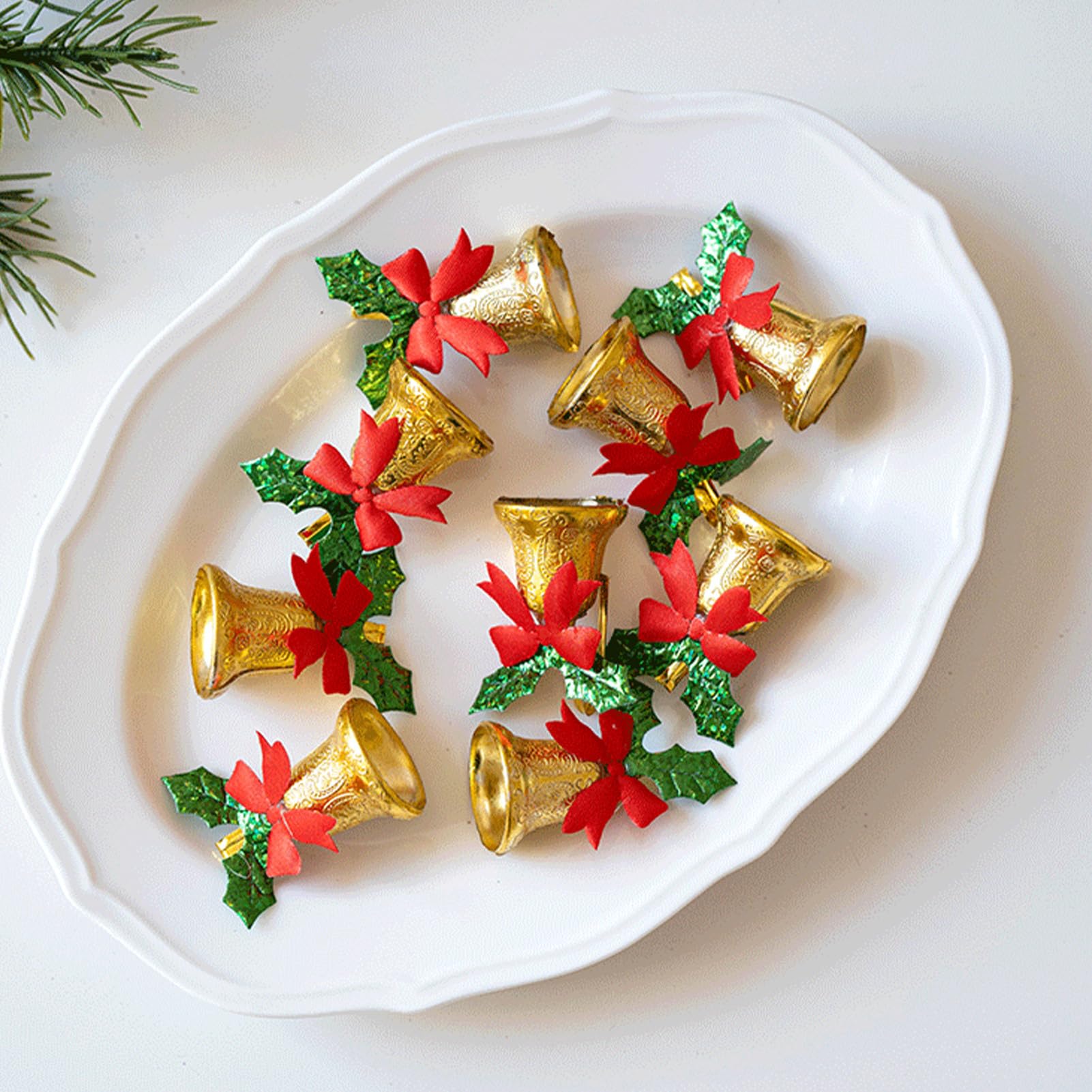 Addobbi a Campana di Natale Piccole Decorazioni in Metallo con Fiocchi