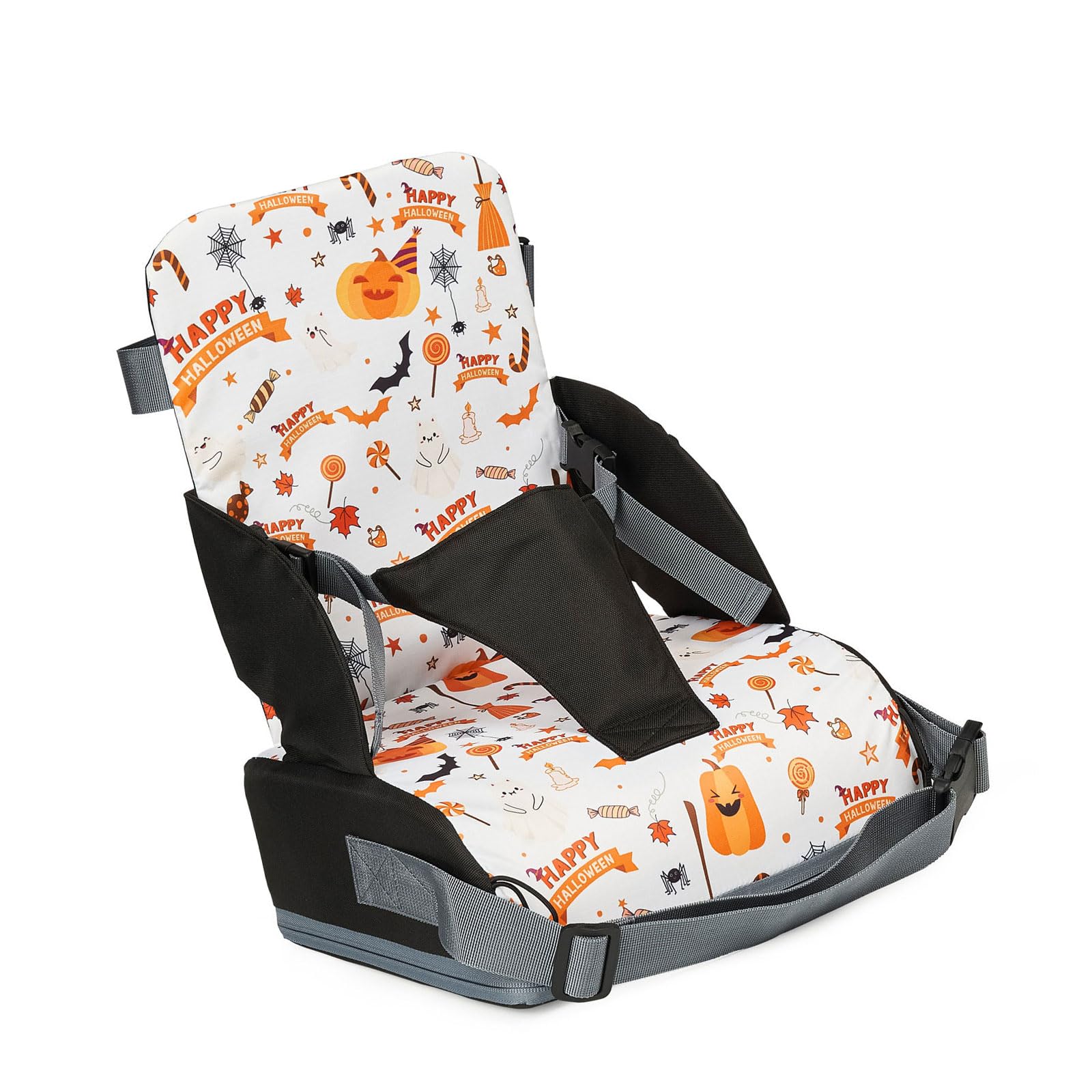 Asiento ajustable para niños pequeños para comer, respaldo protector antideslizante, silla de aumento de altura, asiento plegable portátil