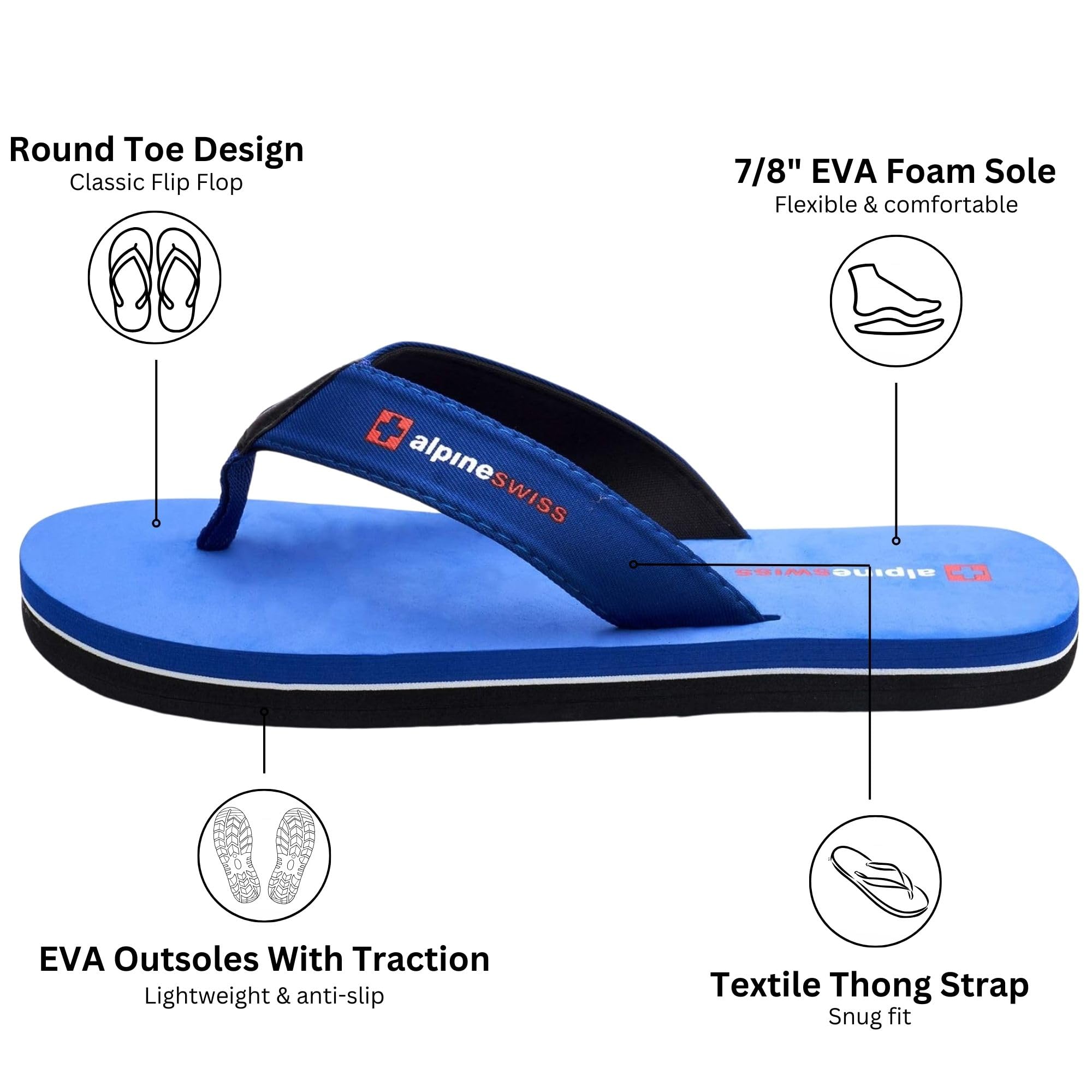 alpine swiss Chanclas para hombre Sandalias ligeras de EVA