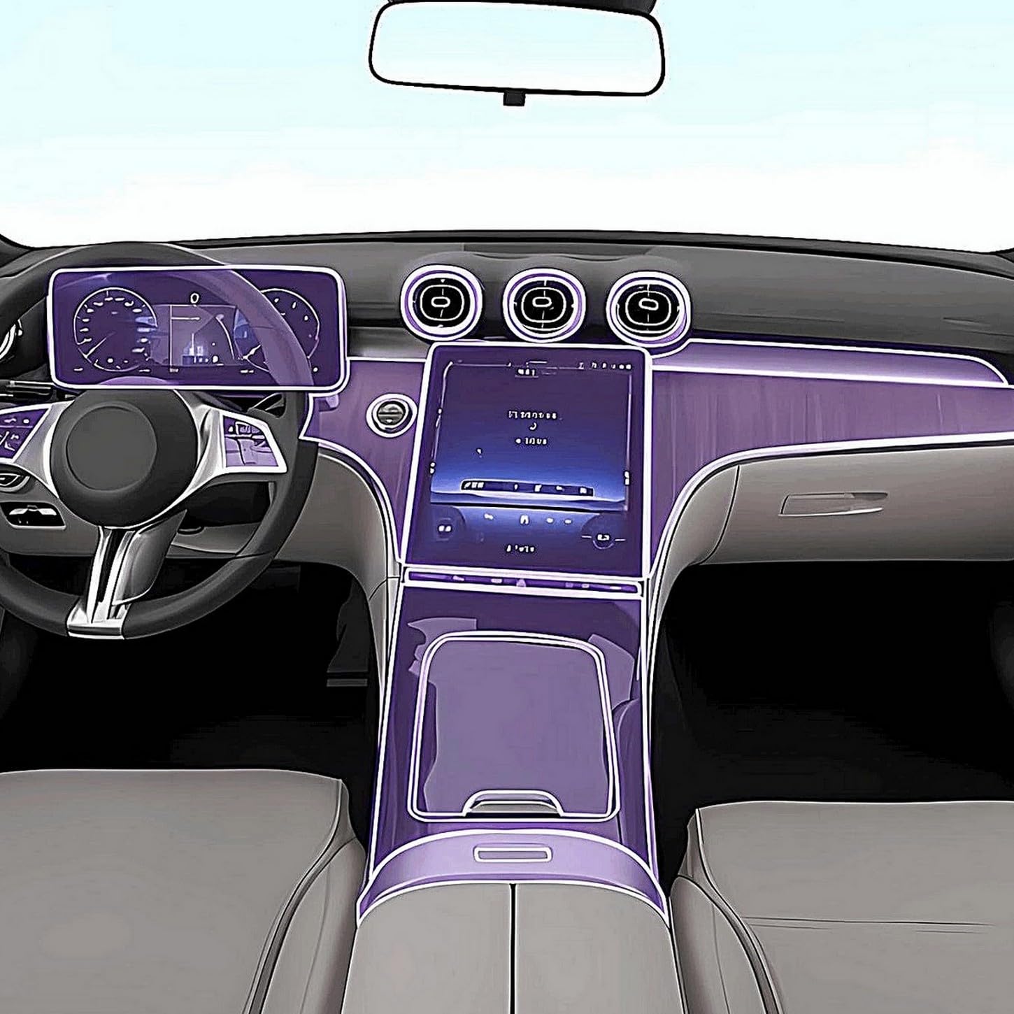 Film protection TPU Mercedes Classe C W206 2022-2024 console centrale RHD