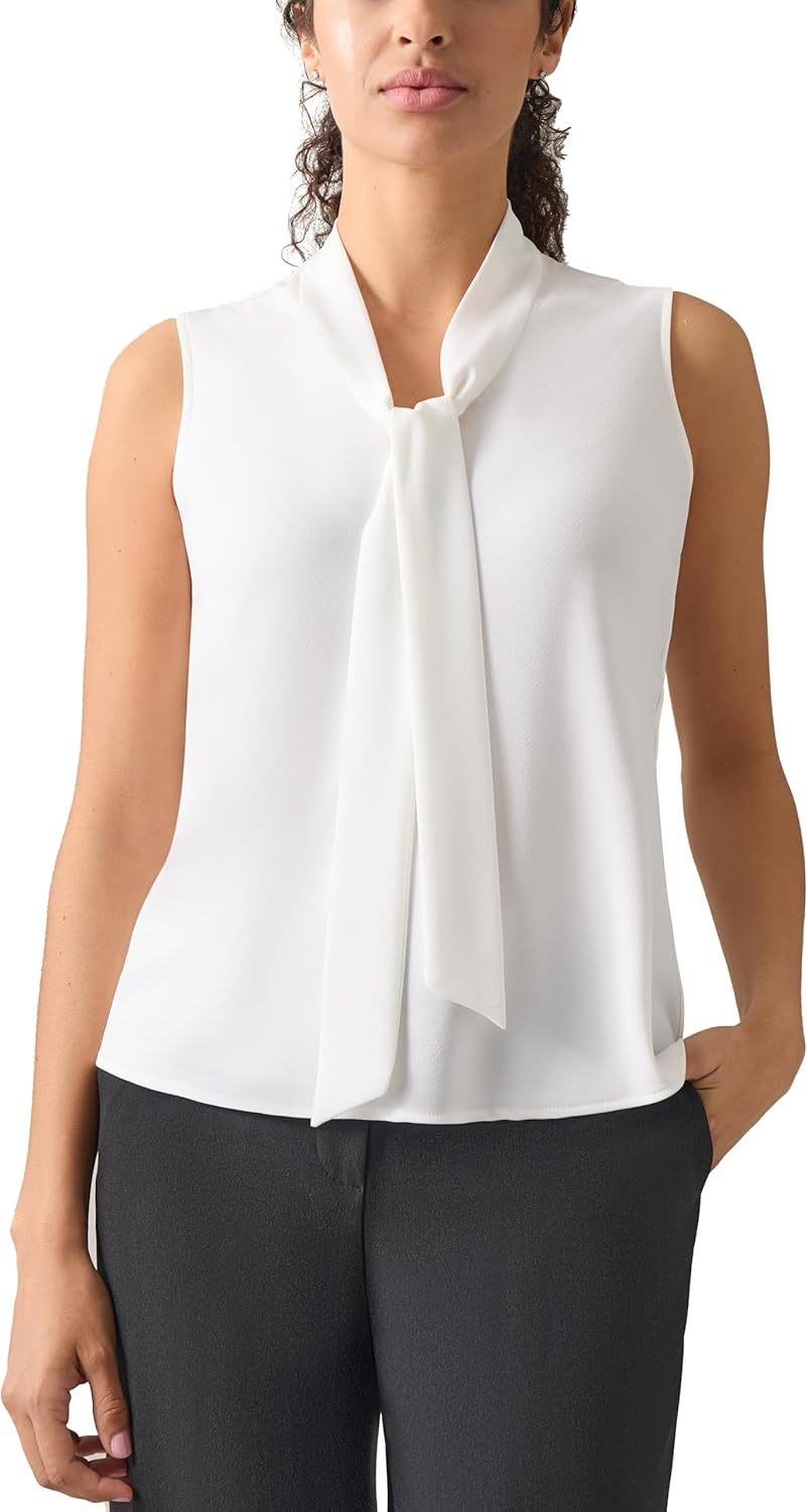 Kasper Womens Petite Size Tie Neck Blouse