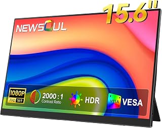 Newsoul Monitor Portátil 15,6 Pulgadas, 1920×1080P FHD IPS 2000:1 Pantalla Portatil con USB-C & HDMI, Eye Care Segunda Pantalla Externa para Portátil/PC/Mac/PS5/4/Xbox/Switch, Soporte VESA