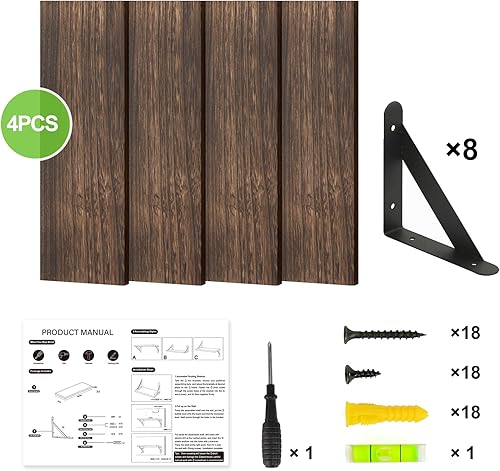 Miniatura 5 de Fixwal Estantes flotantes para pared, estantes de madera montados en la pared para dormitorio, baño, sala de estar, almacenamiento y decoración de