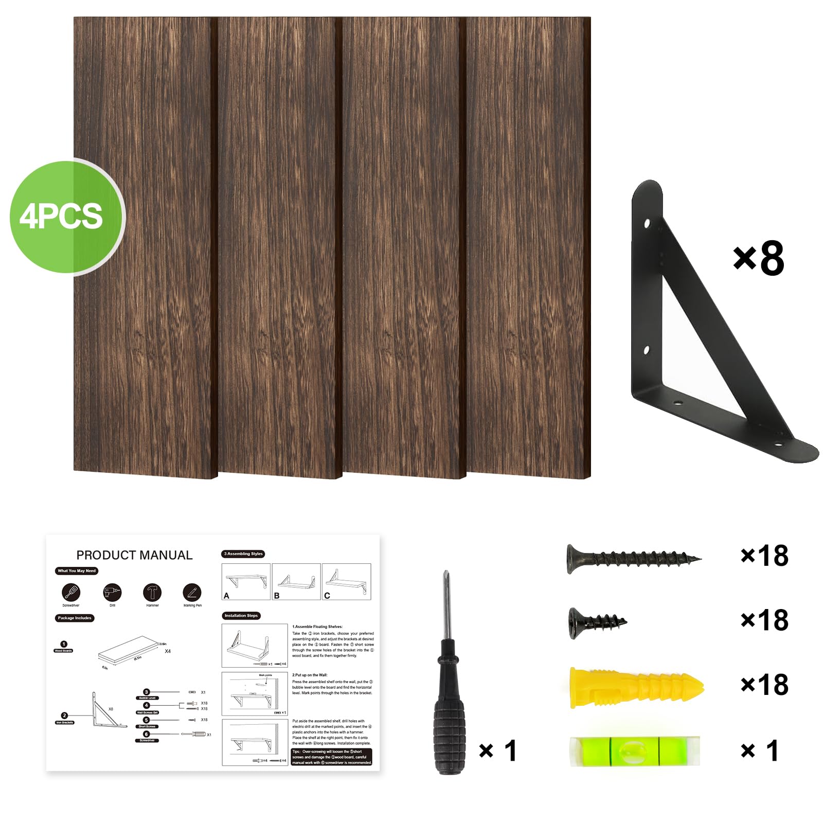 Fixwal Floating Shelves - Set of 4 -5